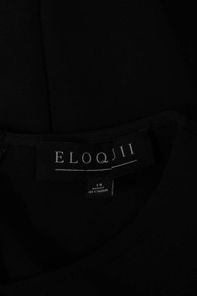 Eloquii Women Plus Shift Dress Black Long Sleeve Knee Length Size 14