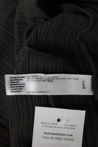 Eileen Fisher Women Shift Top Green Striped TENCEL 3/4 Sleeve Size 2X