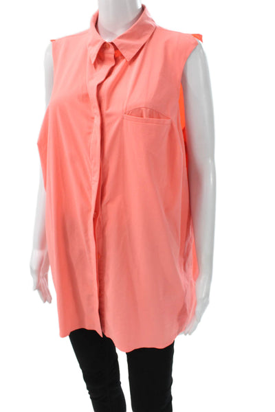 Athleta Women Orange Collared Button Front Sleeveless Basic Tank Size 1X