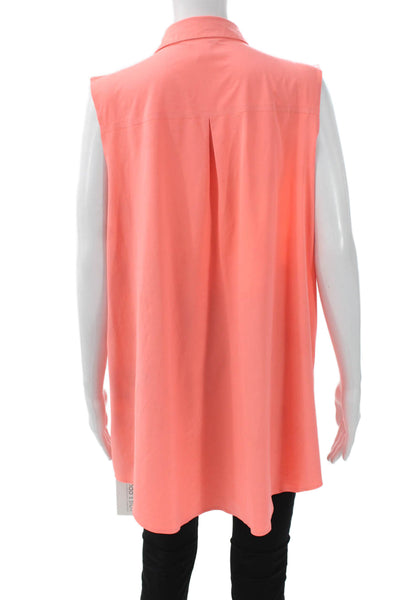 Athleta Women Orange Collared Button Front Sleeveless Basic Tank Size 1X