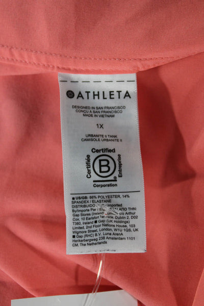 Athleta Women Orange Collared Button Front Sleeveless Basic Tank Size 1X