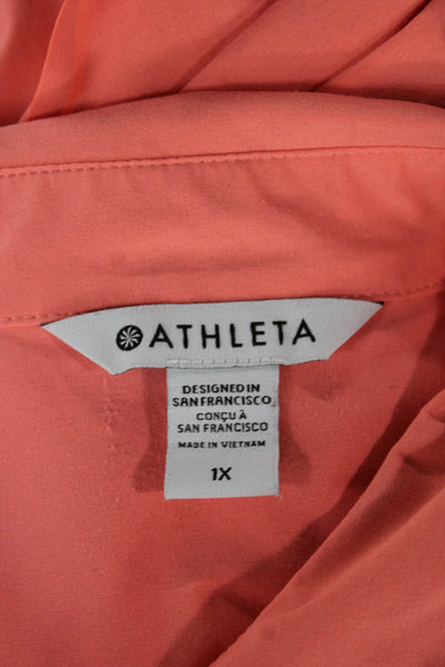 Athleta Women Orange Collared Button Front Sleeveless Basic Tank Size 1X