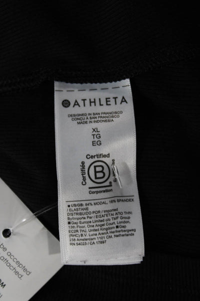 Athleta Womens Black Henley Long Sleeve Basic T-Shirt Button Front Size XL