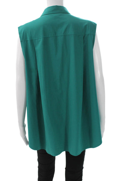 Athleta Womens Collared Sleeveless Button-Up Green Polyester Blend Size XL Tall