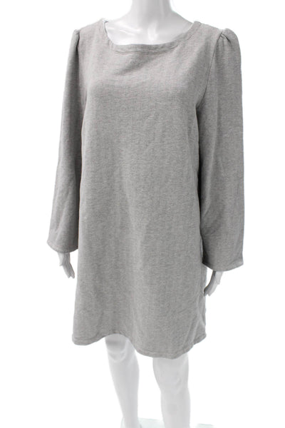 Emerson Fry Womens Sweater Dress Gray Herringbone Cotton Boat Neck Size XL