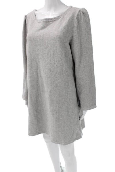 Emerson Fry Womens Sweater Dress Gray Herringbone Cotton Boat Neck Size XL