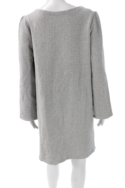 Emerson Fry Womens Sweater Dress Gray Herringbone Cotton Boat Neck Size XL