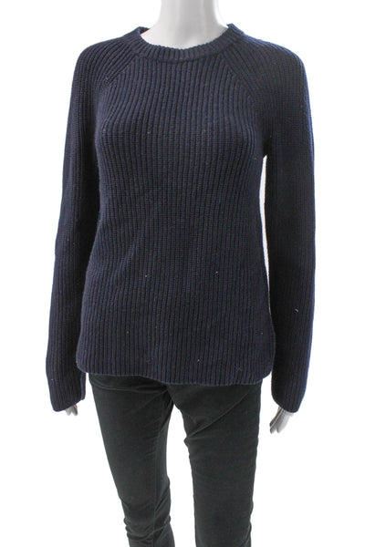 Vince Womens Pullover Sweater Crew Neck Long Sleeve Blue Cotton Blend Size XS