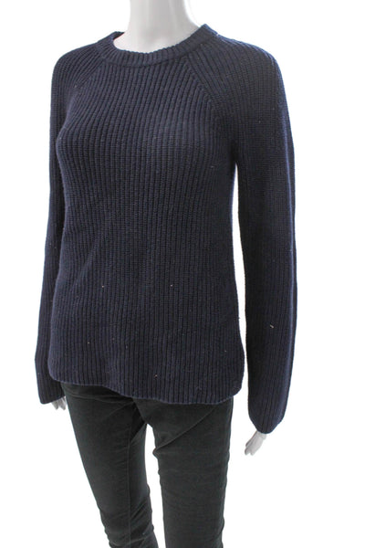 Vince Womens Pullover Sweater Crew Neck Long Sleeve Blue Cotton Blend Size XS