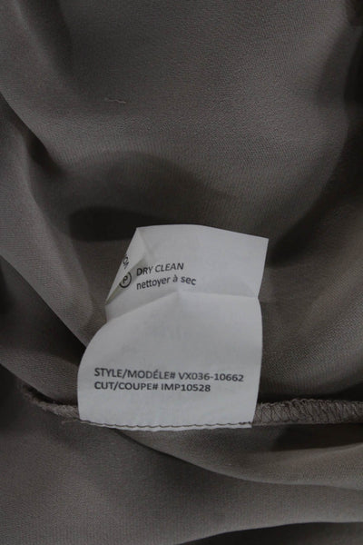 Vince Women Basic Silk Blend Collared Long Sleeve Blouse Beige Size XS