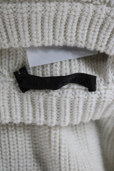 Jenni Kayne Womens Ivory Cotton Crewneck Pullover Sweater Long Sleeve Size XS