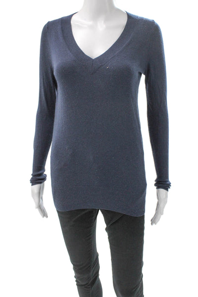 J Crew Women Blue V-Neck Pullover Sweater Long Sleeve Acrylic Fall Size XS