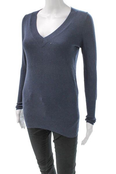 J Crew Women Blue V-Neck Pullover Sweater Long Sleeve Acrylic Fall Size XS