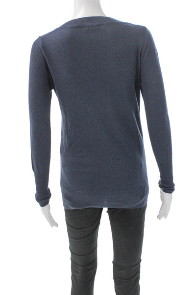 J Crew Women Blue V-Neck Pullover Sweater Long Sleeve Acrylic Fall Size XS