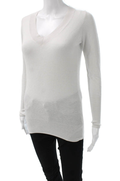 J Crew Women Pullover White V-Neck Acrylic Long Sleeve Size XS