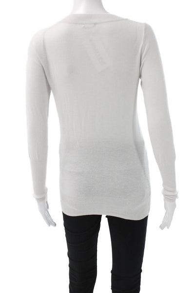 J Crew Women Pullover White V-Neck Acrylic Long Sleeve Size XS