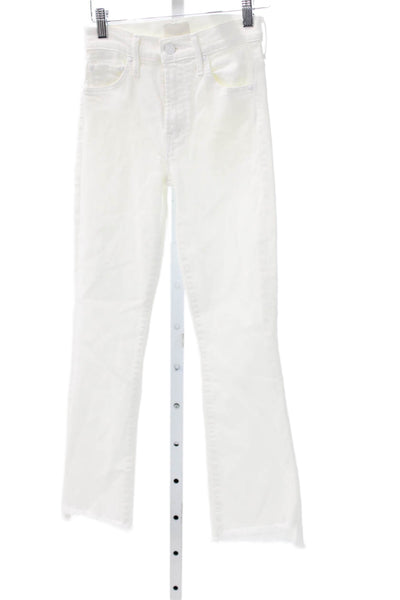 Mother Womens Flared Jeans White Cotton Blend Button Mid Rise Size 23
