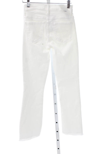 Mother Womens Flared Jeans White Cotton Blend Button Mid Rise Size 23