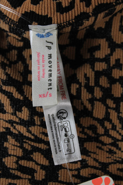 FP Movement Womens Cropped Animal Print Scoop Neck Tank Orange Size XS