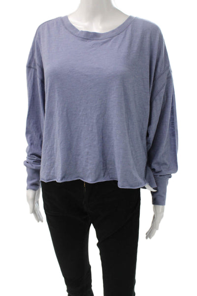 FP Movement Womens Cropped T-Shirt Long Sleeve Crew Neck Blue Size S