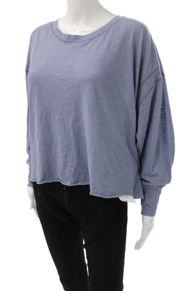 FP Movement Womens Cropped T-Shirt Long Sleeve Crew Neck Blue Size S