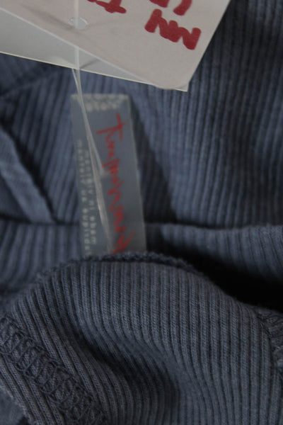 FP Movement Womens Cropped T-Shirt Long Sleeve Crew Neck Blue Size S