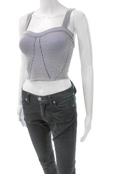 Free People Womens Blue Striped Sweetheart Camisole Polyester Blend Size S