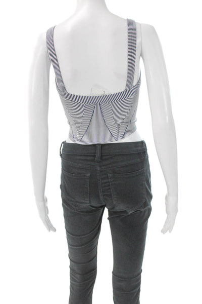 Free People Womens Blue Striped Sweetheart Camisole Polyester Blend Size S