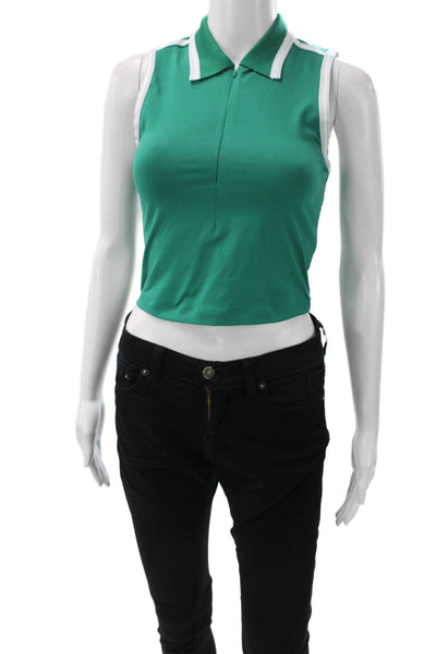 FP Movement Women Cropped Polo Sleeveless Green Polyester Size XS
