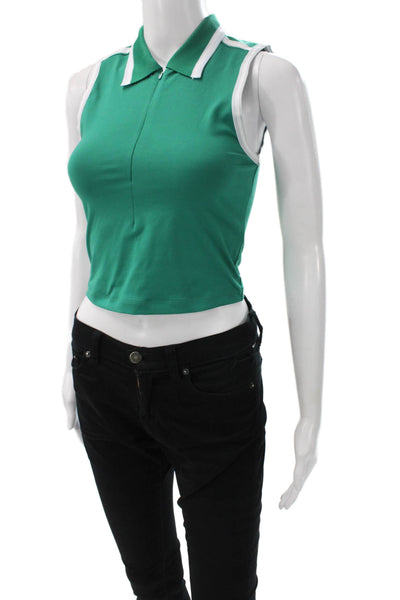 FP Movement Women Cropped Polo Sleeveless Green Polyester Size XS