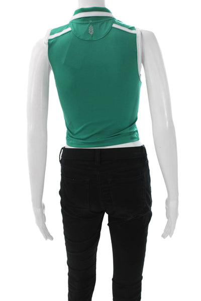 FP Movement Women Cropped Polo Sleeveless Green Polyester Size XS