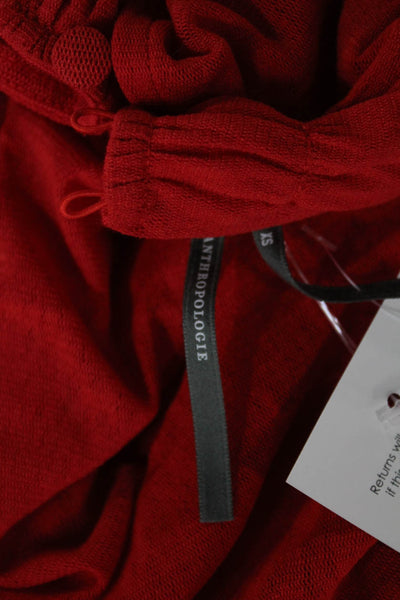 Anthropologie Womens Mini Red V-Neck Long Sleeve Button Dress Size XS