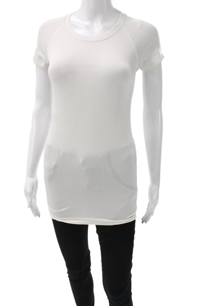 Lululemon Womens Basic White Crew Neck T-Shirt Short Sleeve Polyester Size S