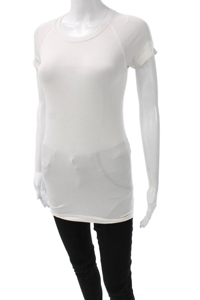 Lululemon Womens Basic White Crew Neck T-Shirt Short Sleeve Polyester Size S
