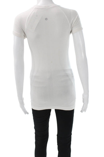 Lululemon Womens Basic White Crew Neck T-Shirt Short Sleeve Polyester Size S