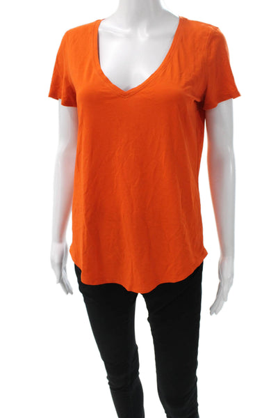 Lululemon Women Basic V-Neck Short Sleeve T-Shirt Orange Size S