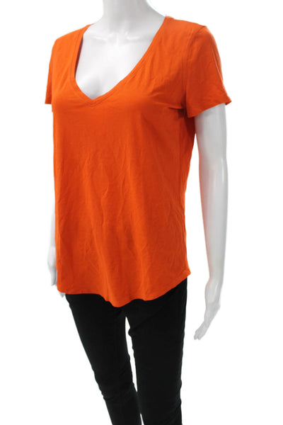 Lululemon Women Basic V-Neck Short Sleeve T-Shirt Orange Size S
