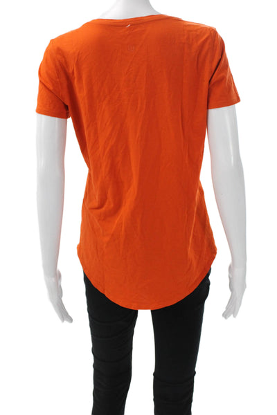 Lululemon Women Basic V-Neck Short Sleeve T-Shirt Orange Size S