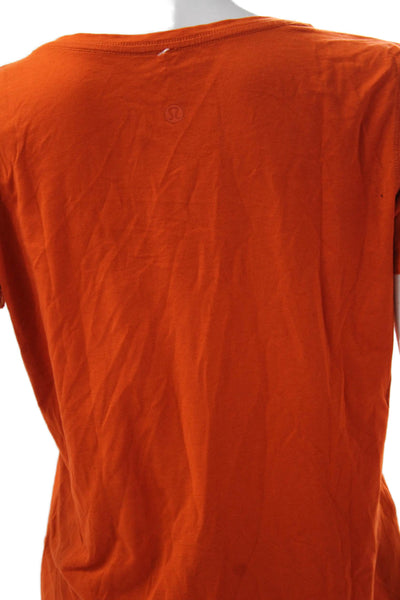 Lululemon Women Basic V-Neck Short Sleeve T-Shirt Orange Size S