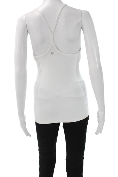 Lululemon Women Camisole White Scoop Neck Polyester Blend Sleeveless Size S
