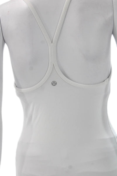 Lululemon Women Camisole White Scoop Neck Polyester Blend Sleeveless Size S