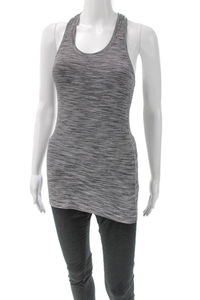 Lululemon Women Black Striped Scoop Neck Sleeveless Tank Polyester Blend Size S