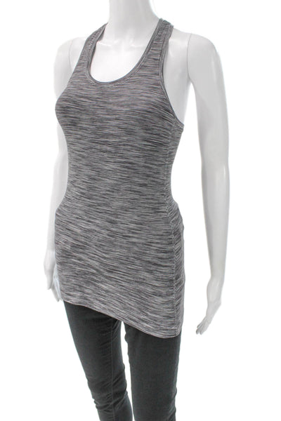Lululemon Women Black Striped Scoop Neck Sleeveless Tank Polyester Blend Size S