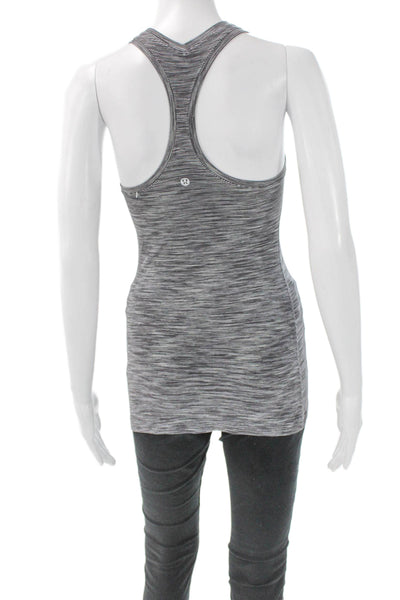 Lululemon Women Black Striped Scoop Neck Sleeveless Tank Polyester Blend Size S