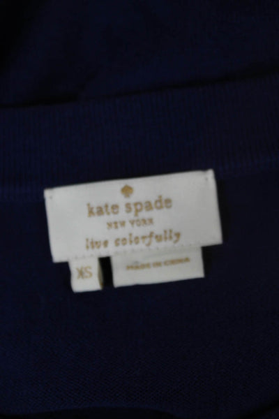 Kate Spade New York Women Floral Cardigan Round Neck 3/4 Sleeve Blue Size XS