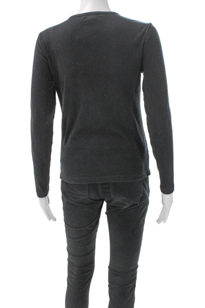Lauren Ralph Lauren Women Basic Gray Cotton Long Sleeve Tee Size XS