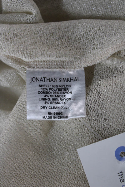 Jonathan Simkhai Women Collared Button Long Sleeve Beige Blouse Size XS