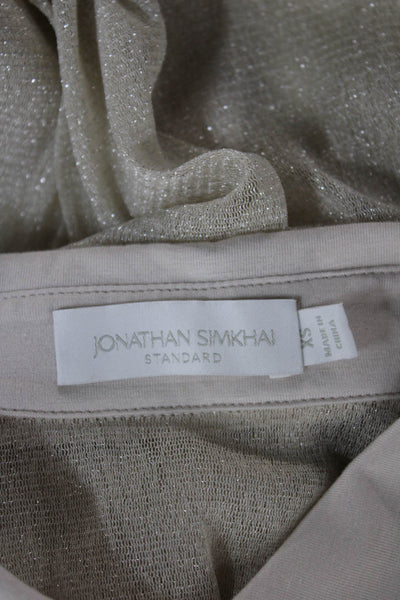 Jonathan Simkhai Women Collared Button Long Sleeve Beige Blouse Size XS