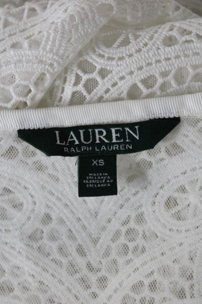 Lauren Ralph Lauren Women White Floral Cardigan Long Sleeve Hook & Eye Size XS