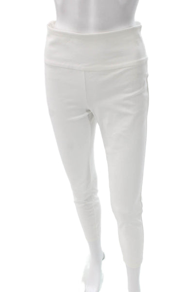 Theory Women Ankle Leggings White Cotton Pull On Solid Size S